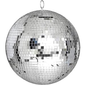 Large Disco Ball - 16 Inch Cool Mirror Ball, Giant Discoball, Super Big Disco Ball for Party Designs, Weddings, Home Decor, Silver Hanging Disco Ball