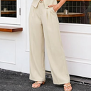 ZESICA Women's Summer Wide Leg Pants Business Casual Outfits Work Clothes (Large, Apricot)