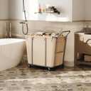 CHOEZON Laundry Sorter, 313L Large Laundry Basket, Rolling Hamper, Minimalist Laundry Organizer on Wheels, for Laundry Room, Bedroom, Guest Room, Beige TXY09WM, 38.3"L x 21.6"W x 35.8"H