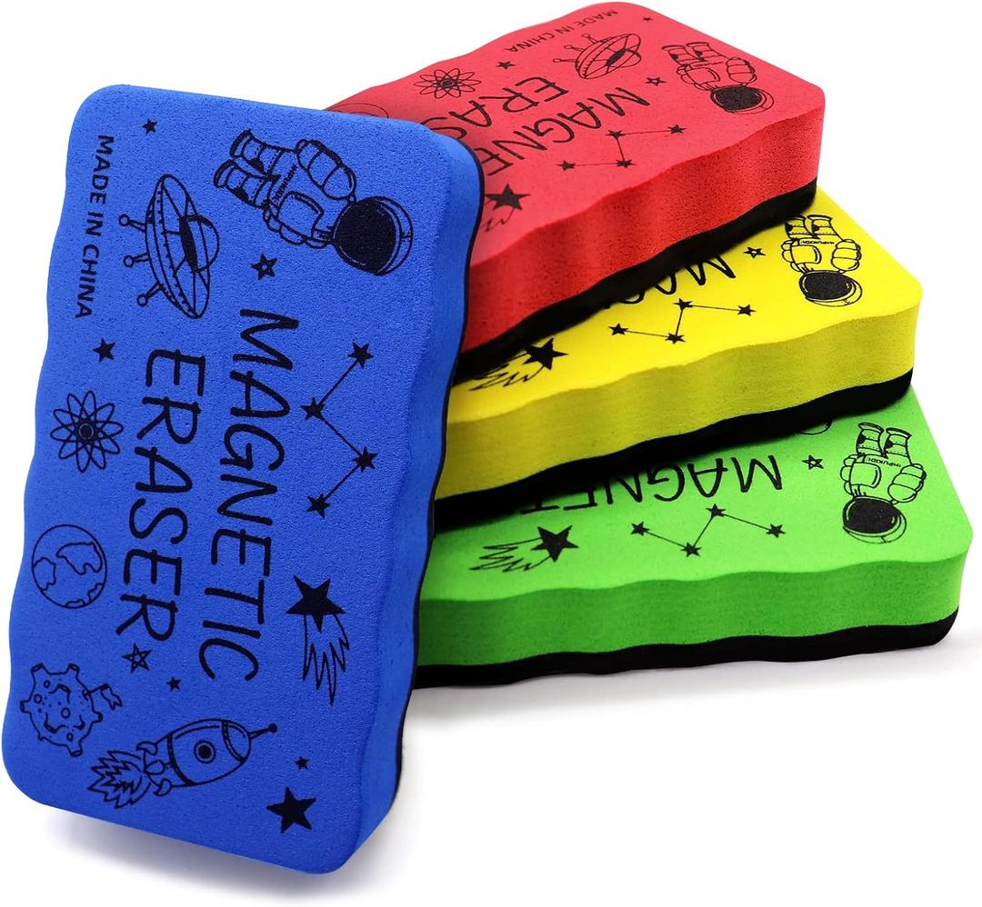 Dry Erase Eraser, Magnetic Whiteboard Eraser 4 Pack White Board Erasers, Dry Eraser for Whiteboard, Chalkboard, and Glass, Perfect for Classroom, Home, Office4 Colors