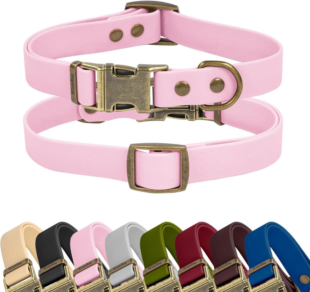 Wisedog Rubber Dog Collar for Medium Dogs - Waterproof Dog Collar with Quick Release Metal Buckle Easy to Clean Puppy Collar for Outdoor Use, Purple(S:10"-14")