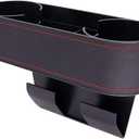 Car Cup Holder Seat Gap Organizer, Multifunctional Cup Drink Holders with PU Leather Cover,Side Insert Center Console Gap Filler Storage Box for Mug Bottle CellPhones Keys Coffee Coasters Cards (black)