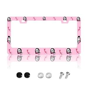 2Pcs Adventure Awaits License Plate Frame,License Plate Frame Mountains,Rust-Proof Waterproof Stainless Steel 2 Hole License Plate Holder for Men Women 12.2 X 6 Inch