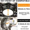 Wheel Center Caps for Mayhem Wheel Center Hubcaps, 4 Pack, Black (Clip Diameter: 3.74in, Mounting Clip Length: 0.1in)