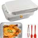 JOYOFUN 10 Pack Aluminum Pans With Lids,12.5x10.2 Extra Heavy Duty Durable Disposable Aluminum Foil Pans,Half Size Deep Steam Table Pans -Baking Pans for Cooking,Food Prepping,Party Holidays BBQ