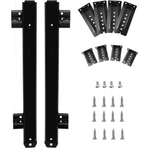 KINJOEK 2 PCS 14 Inch Under Desk Keyboard Tray Rails Slides, Adjustable Height Heavy Duty Ball Bearing Keyboard Mount Track, Black