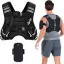 Sportneer Weighted Vest Woman:25lb Weight Vest for Walking with Phone Bag, Adjustable Women Weighted Vest for Running Rucking Vest for Jogging Strength Training Weight Loss (Black), 25lbs 