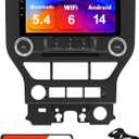 4+64G Android 14 Double Din Car Stereo for Ford Mustang 2015-2020 with 9 Inch Touchscreen Radio Built-in Wireless Carplay/Android Auto/GPS/Bluetooth/FM/AUX-in/Steering Wheel Controls/Backup Camera