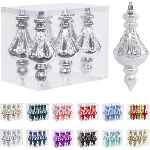 RoseCraft Christmas Ornaments Set, 5.9Inch Plastic Shatterproof Christmas Ball Hanging Ornaments for Xmas Tree Decorations, for Indoor Home Thanksgiving Party Decor - 6 Pcs / Champagne