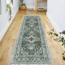 Hallway Runner 2x6 Dark Green Kitchen Rugs Non Slip Washable Carpet for Living Room Bedroom