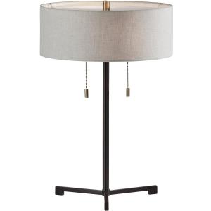 Adesso 1556-01 Wesley Table Lamp, 22.25 in., 2 x 60W, Black, 1 Table Lamp