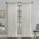 Archaeo Washed Cotton Twist Tab Curtain, 52" x 84", Cream