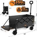 Foldable Wagons Carts, Lightweight Collapsible Portable Utility Shopping Cart with Wheels & Tailgate, Folding Grocery Wagon Cart for Grocery, Camping, Shopping, Beach, Garden, Sports, 350lbs, Black