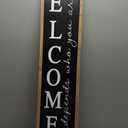 Welcome-ish Sign for Front Porch Standing 45"X9" Large Farmhouse Outdoor Wood Framed Home Vertical Tall Funny Large Welcome Sign For Rustic Modern Outside Front Door Wall Decor (Wood Black)