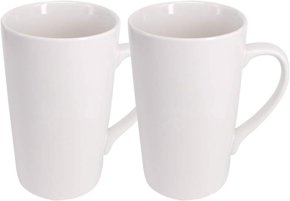 2 Pack 16 OZ Coffee Cup Simple Pure White Ceramic Cup Plain Large Tall White Ceramic Milk Tea Coffee Mug with Handle