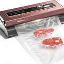 Mesliese Vacuum Sealer Machine Powerful 90Kpa Precision 6-in-1 Compact Vacuum Food Preservation System Built-in Cutter, 2 Bag Rolls & 5 Pre-cut Bags, Dry&Moist Modes Smart Suction, ETL Listed (Pink)