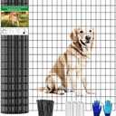 Welded Wire Fence 48inch x 50ft, Black PVC Coated Garden Fencing, 2 inch x 3inch 16Gauge Chicken Wire Fence Roll, Anti-Rust Metal Fencing for Yard Plant Protection Poultry Netting