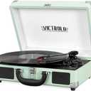 Victrola Journey Bluetooth Portable Suitcase Record Player with Built-in Speakers, 3 Speed Vinyl Record Player, RCA Out, Headphone Jack (Mint)