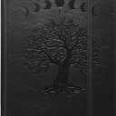 TIEFOSSI A5 Binder 6 Ring Notebook for Women Men, Hardcover PU Leather Journal, Vintage Tree Journals, College Ruled Notebook for School, Planner, Travel, Work, Organizer (Black)