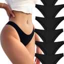 FINETOO 6 Pack Cotton Underwear for Women Cute Low Rise Bikini Panties High Cut Breathable Sexy Hipster Womens Cheeky S-XL