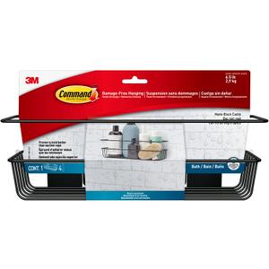 Command Shower Caddy Matte Black with Water Resistant Strips, Bathroom Organizer, Holds up to 6.5 lbs