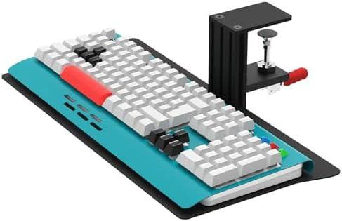 Industrial Heavy Duty Ergonomic Keyboard Tray, Quick Release Desk Mount, Space Saving Side Clamp Design, Height Adjustable for Wrist & Comfort Typing Gaming/Home/Office, 55lbs Load Capacity 18.5x8.66
