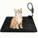 Pet Heating Pad for Cats & Dogs,Safe Electric Cat Warming Pad with Chew Resistant Cord,Automatic Induction Heated Cat Bed,Adjustable Temperature & Time(17.7" x 17.7") (dark grey)