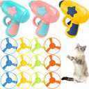 15 Pieces Cat Fetch Toy with Colorful Flying Propellers Set, Cat Playing Tracking Interactive Toys for Kitten Chasing Training Hunting