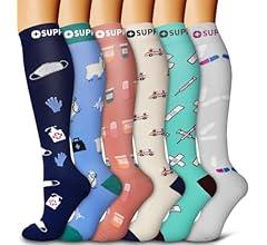 6 Pack Copper Compression Socks for Women and Men Circulation-Best Support for Medical, Running,Nursing,Athletic, L-XL