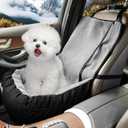 Dog Car Seat for Small Medium Dogs Under 30 lbs, Fully Detachable and Washable Cat Booster Car Seats for Front & Black Seat with Safety Leash Belt (Grey+Black), 19.7"L x 19.4"W x 12.5"H