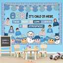 Pajean Winter Bulletin Board Set Wonderland Classroom Decorations - Holiday Theme Sign Wall Cutouts Art for Office Festive Decor(Blue Winter)