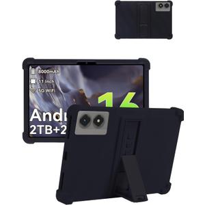 for TABWEE T50 (11 Inch) Android 16 Tablet Protective case, ZBAGUG Shockproof Lightweight Silicone Protective Cover with Stand, Child-Friendly Protection, Easy to Clean Design, Black.