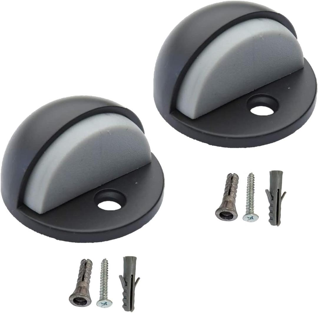 QCAA Low Dome Floor Door Stop, H 25.4 x Diameter 44.5mm, Zinc Die Cast, ORB Oil Rubbed Bronze, Powder Coated, Made in Taiwan, 2 Pack