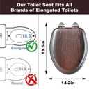 Elongated Slow Close Toilet Seat Support 400 lbs, Heavy Duty Wood Toilet Seat with Natural Wood Veneer for Bathroom, Soft Close Lid with Chrome Hinges, Easy Clean, Easy Install