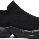 LDJ Womens Lightweight Slip on Walking Shoes Comfort Breathable Nurse Shoe Mesh Sock Casual Fashion Tennis Running Sneakers (8.5, Black)