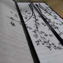 Roundhill Bamboo Print 4-Panel Framed Room Screen/Divider, black