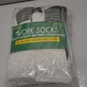 HOT FEET Work Socks for Men, Long All Weather Boot Crew Cotton Socks, Cushioned, Moisture Wicking, Stocking Stuffers (Gray)