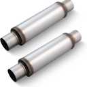 A-KARCK 3" Inlet Exhaust Resonator, 3" Inlet 3" Outlet 20" Overall Length Muffler Universal Resonator Stainless Steel Straight Through Design Exhaust Tip for Cars, 2 Pack