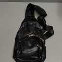 Leather Sling Bag Mens Crossbody Bag Chest Bag Sling Backpack for Men with USB Charge Port