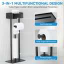 Toilet Paper Holder Free Standing - Toilet Paper Stand with Shelf - Storage for 4 Rolls- Bathroom Organizers, No Drill, for Large Toilet Rolls, 29.7 inch*12.6 inch (Matte Black)