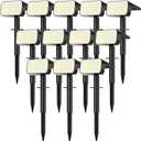LANSOW 12 Pack Solar Spot Lights Outdoor Waterproof IP67, (90 LED/4 Modes) Solar Landscape Spotlights, 2-in-1 Solar Powered Flood Lights for Yard Garden Pathway Outside Tree, Auto ON/Off(Cool White)