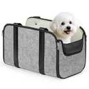 YUDODO Large Console Dog Car Seat (Width＞9in) Fits 0-18lbs, Anti-Slip Puppy Cat Travel Portable Booster Seat, Portable Pet Car Bed Carseat Dual Front & Rear Pillow Gray