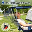 East Oak Reclining Camping Chair with Canopy & Foot Rest | 4-Position Folding Beach Chair with Adjustable Canopy, Detachable Foot Rest, Supportive Headrest, 330 lbs Canopy Chair, Adult Size