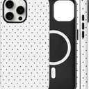 Magnetic for iPhone 15 Pro Case Cute Polka Dot Phone Case, Shockproof Slim TPU and Hard PC Protective Phone Cover Compatible with MagSafe Designed for Women Girls, White