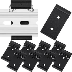 Hicarer 10 Pcs Din Rail Mount Clip 1.02 Inches Width Snap in Universal Mounting Brackets Fixed Clamp, Black Aluminum Alloy Relay Clip for 35mm Din Rail Switches and Injectors