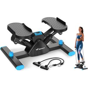 MERACH Mini Stepper for Exercise, Twist Stair Stepper 330LBS Capacity, Stepper Exercise Equipment with Resistance Bands for Full Body Workout at Home