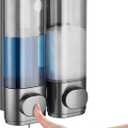 Shampoo and Conditioner Dispenser 2 Chamber No Drill, Shower Soap Pump Dispenser Wall Mounted, Body Wash Dispenser for Shower, Shower Gel Dispenser Shampoo Holder for Bathroom Accessories, Gungrey