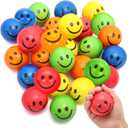 24 Pack Stress Balls Bulk,2.5 Inch Face Squeeze Balls,Smile Face Stress Balls,Party Favor Soft Balls,Stress Relief Balls for Finger Exercise School Carnival Reward,Assorted Colors Random