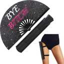 Large Rave Fan UV Glow Hand Fan with Holster for Men/women, Disco Party Favor for Edm Music Festival Club Rave Accessories(Stylish Style)