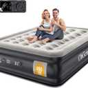 OhGeni Queen Air Mattress with Built in Pump, 18 Raised Comfort Inflatable Mattress, Quiet Surface Portable Blow Up Mattress, Air Bed for Home and Guest, Colchone Inflable, 650 lbs Max (Black)